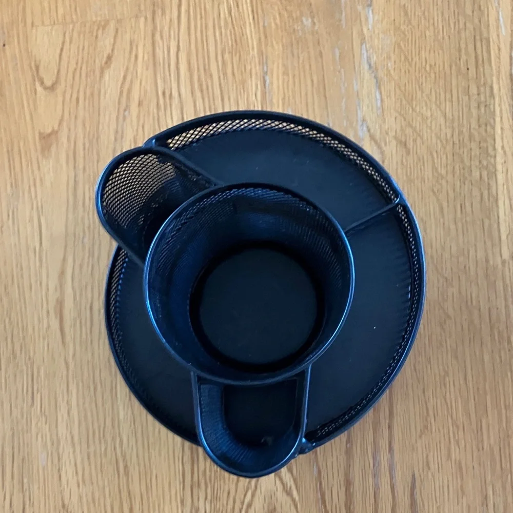 Black Mesh Rotating Desk Organizer